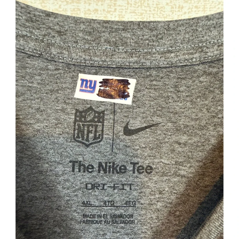 Nike NFL New York Giants Dri-FIT Long Sleeve Shirt Mens 4XL Gray Heathered NYG